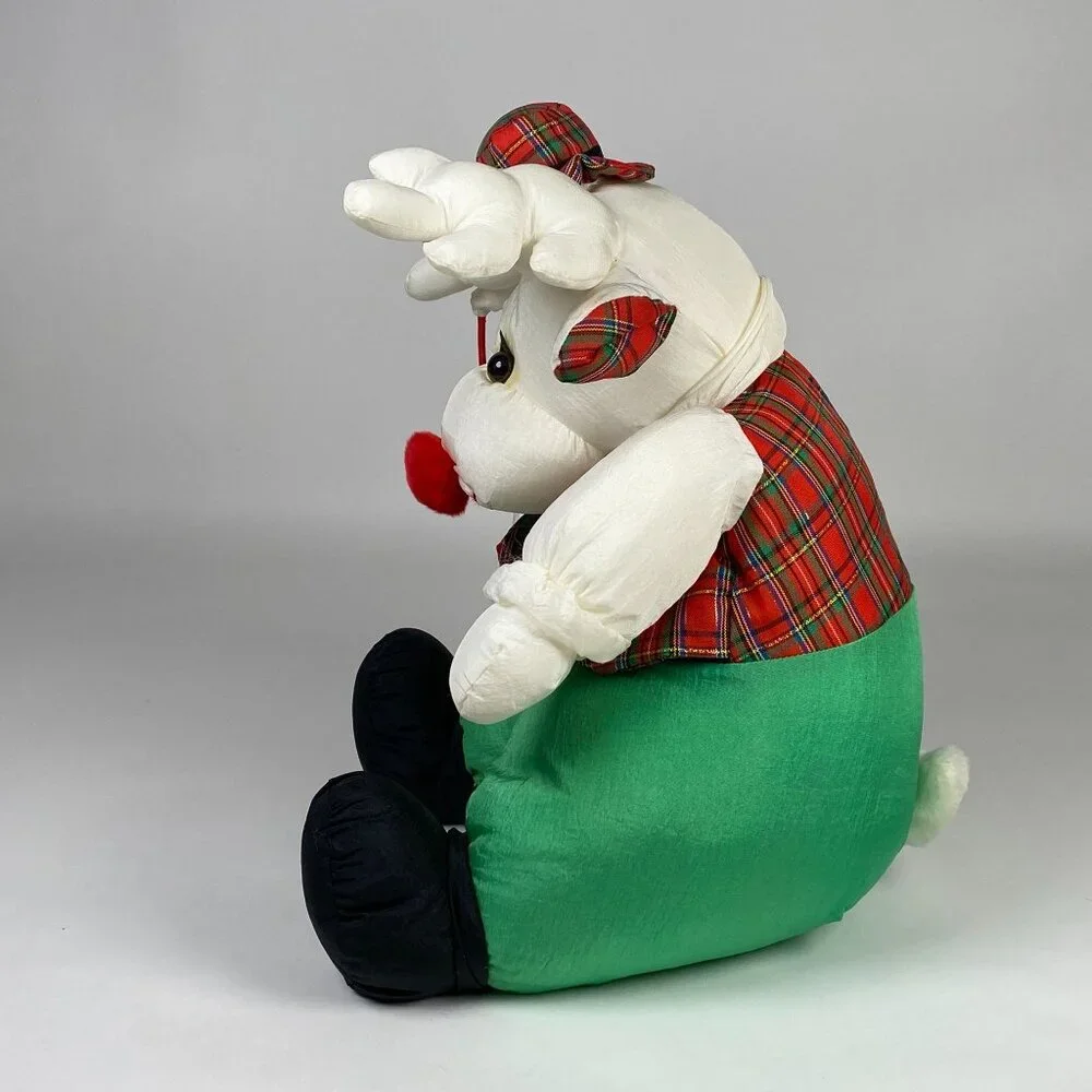 1993 International Silver Co. Holiday Reindeer Plush Nylon Stuffed Animal w Bell